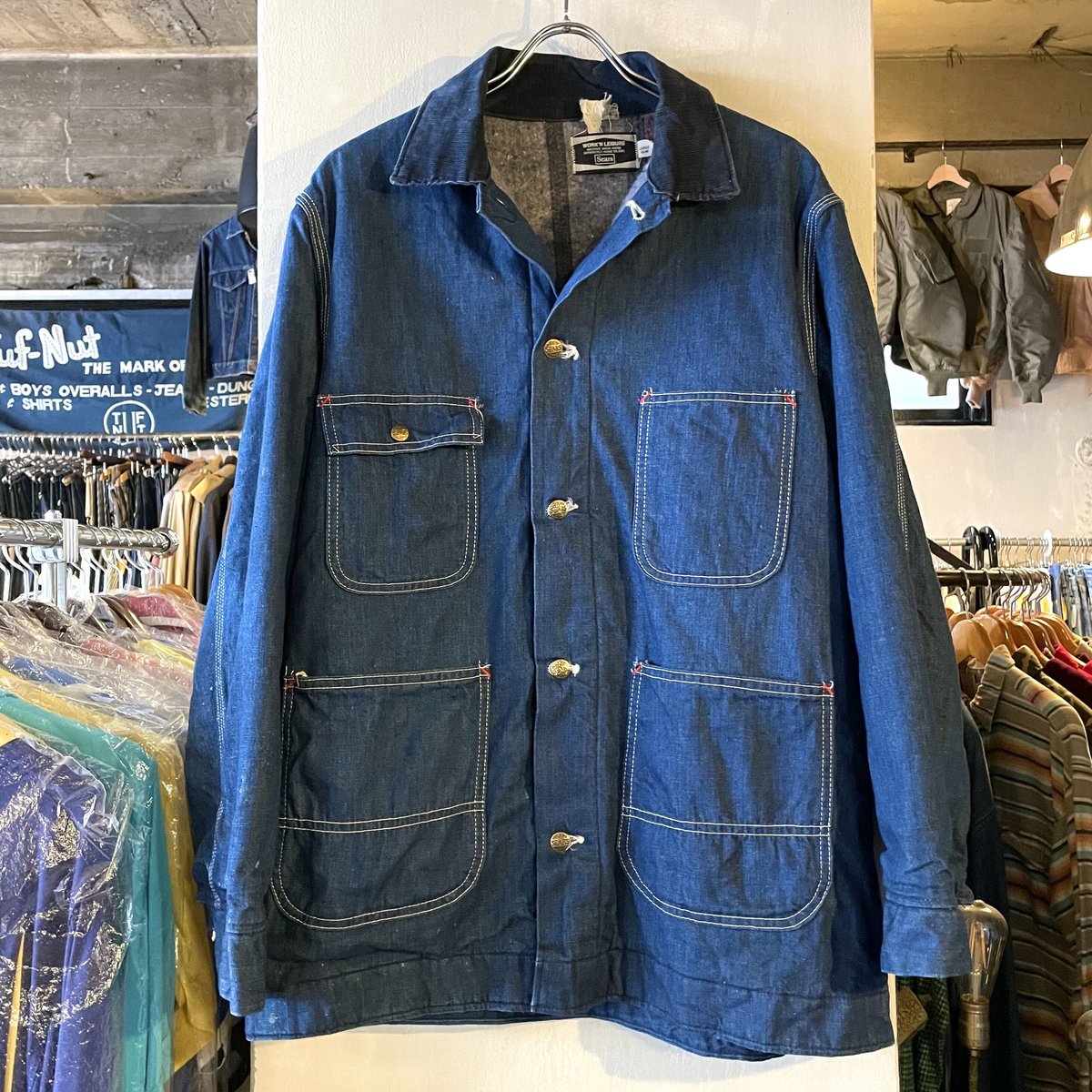 70s Sears デニム カバーオール ブランケットライナー 濃紺