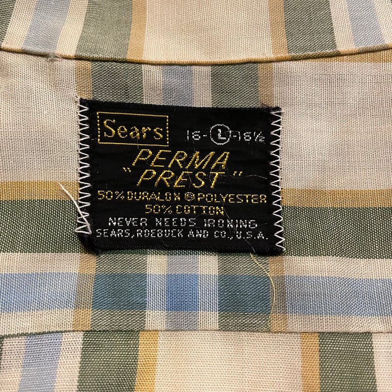 60s Sears Vintage S/S Shirt Size L ボックスシルエット シア