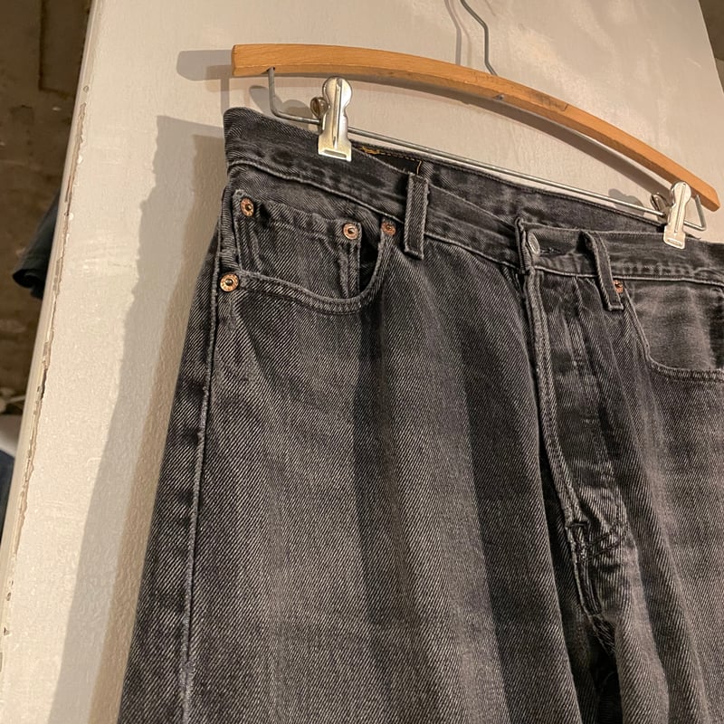 訳有 90s USA製 W33 黒 後染め ブラック リーバイス501 ジーンズ 貴重 先染めブラック Levis 501 USA製 90s リーバイス ブラック
