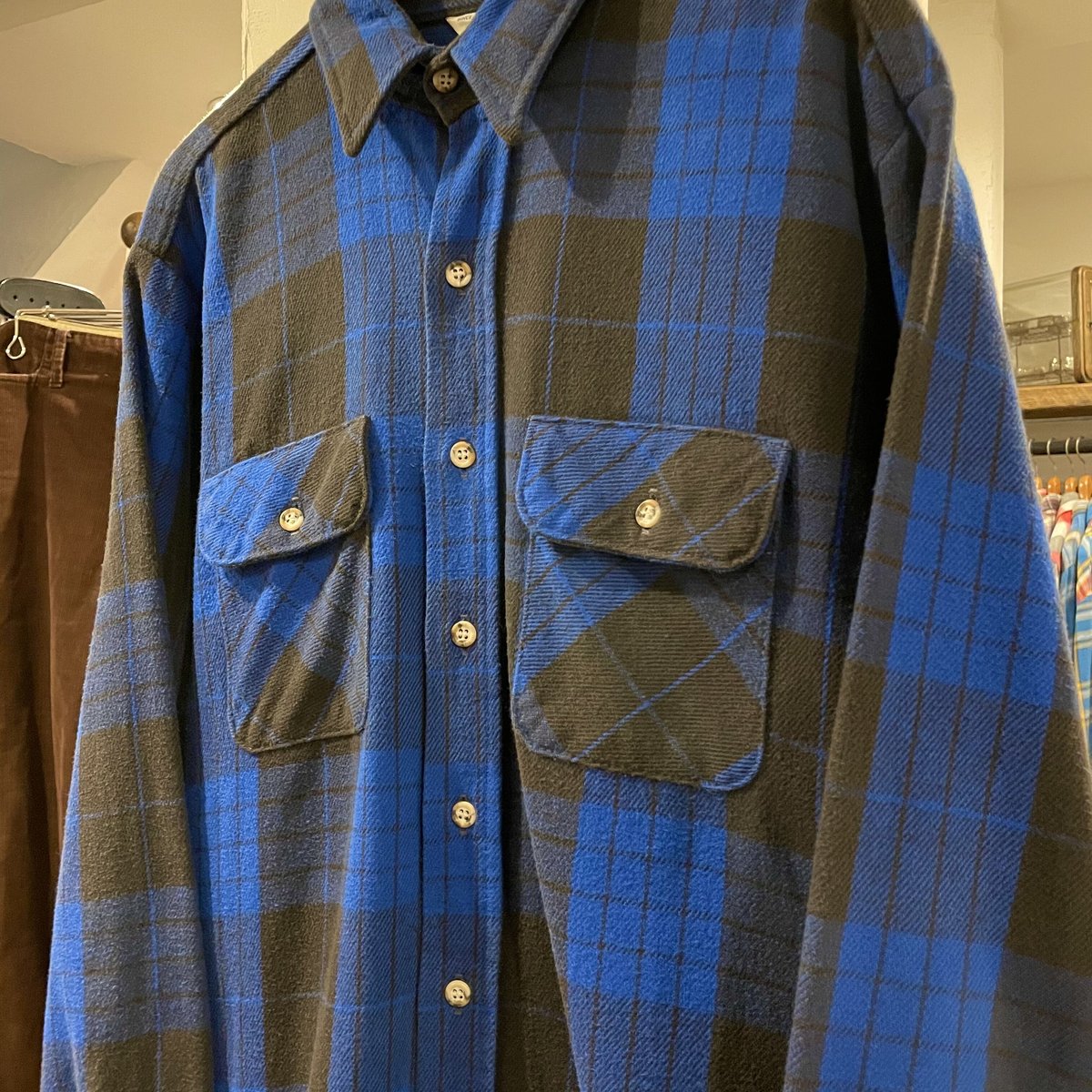 FIVE BROTHER 70s USA製 黒x青 チェック柄 フランネルシャツ FIVE BROTHER 70s USA製 黒x青 チェック柄 フランネルシャツ