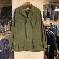 60s　US ARMY　Jungle Fatigue Jacket　2ndタイプ　ジャングルファティーグジャケット　移行期　1965年　ミリタリージャケット　ノンリップ　(S2405)