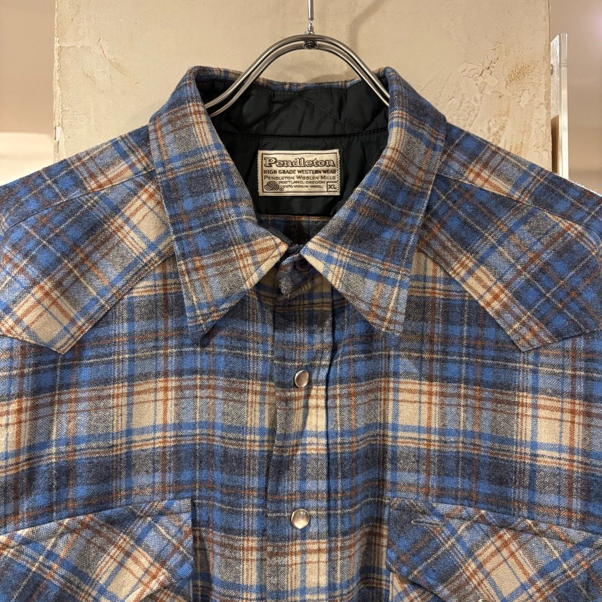 70s PENDLETON Wool Shirt USA製 ウールシャツ 寒色系 チェック柄