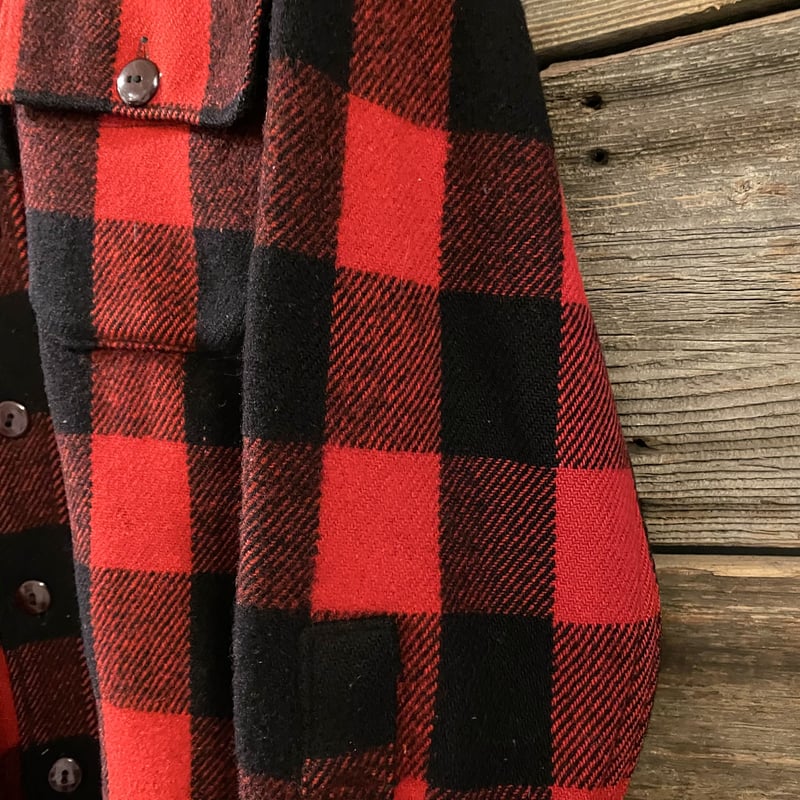 Woolrich 40s 黒タグREG表記 USA製 バッファローチェック ウール