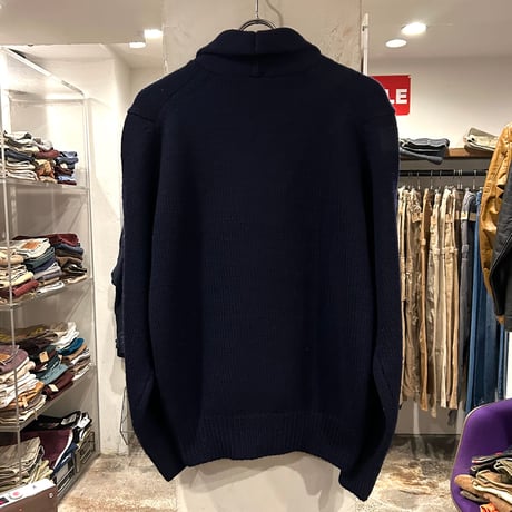 80s　Brooks Brothers　ショールカラーウールセーター　ブルックスブラザーズ　ネイビー　Size M　(S4129)