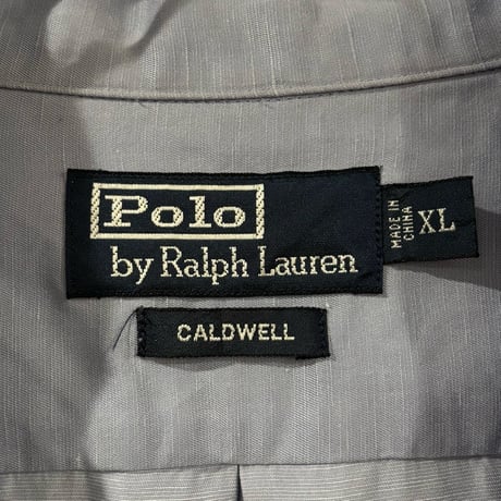 90s　Polo by Ralph Lauren　CALDWELL　S/Sオープンカラーシャツ　ラルフローレン　Size XL　半袖シャツ　ブルー系　シルク×リネン　(S4589)