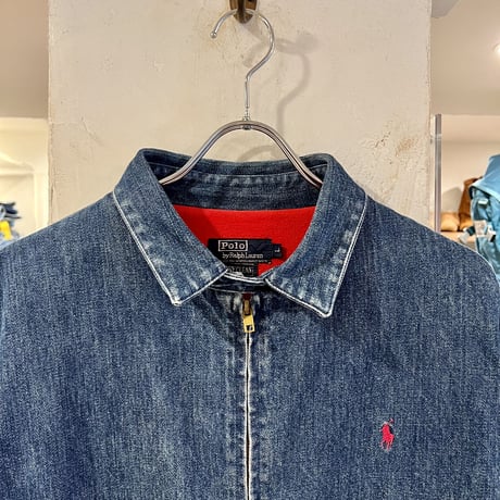 90s　Polo Ralph Lauren　スウィングトップ　ラルフローレン　デニム地　L　USA製　(S2870)