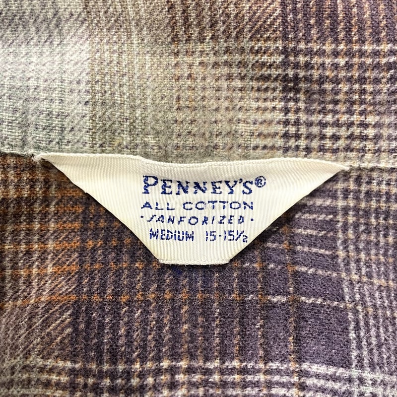 50’s pennys ボロ　ネルシャツ ビンテージ 50s ペニーズ USA製 マチ付き ネルシャツ XL ボロ