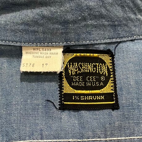 60s~　WASHINGTON DEE CEE　L/S CHAMBRAY SHIRT　Size 17　USA製　シャンブレーシャツ　ワークシャツ　(S5729)