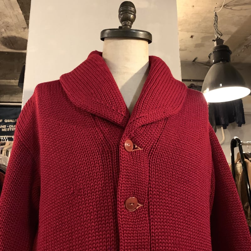 30s〜 Vintage Cardigan ショールカラー カーディガン ワイン