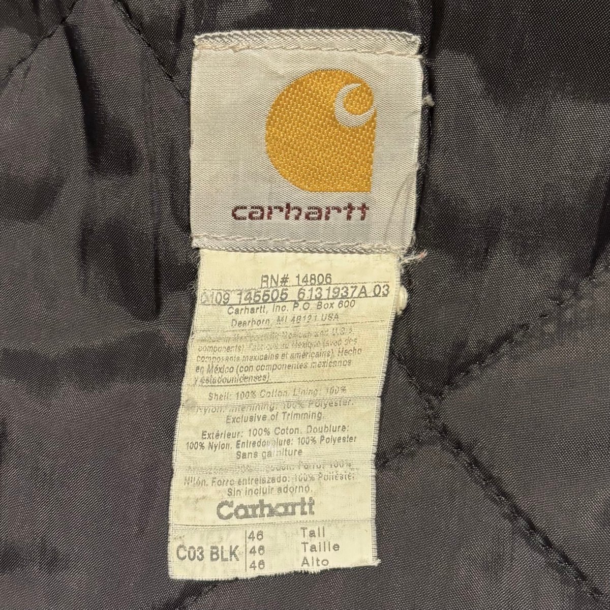 carhartt トラディショナルコート ダック地 カーハート ブラック