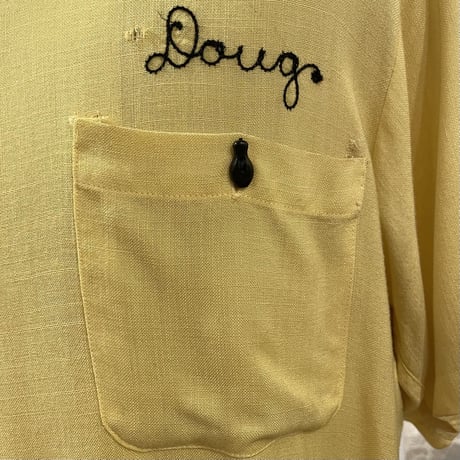 Vintage Bowling Shirt　50年代　ボウリングシャツ　背面無地　ピン型ボタン　50s　(S1048)