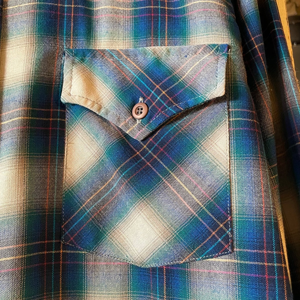 70s PENDLETON L/S ウールシャツ M USA製 オンブレチェック ペン