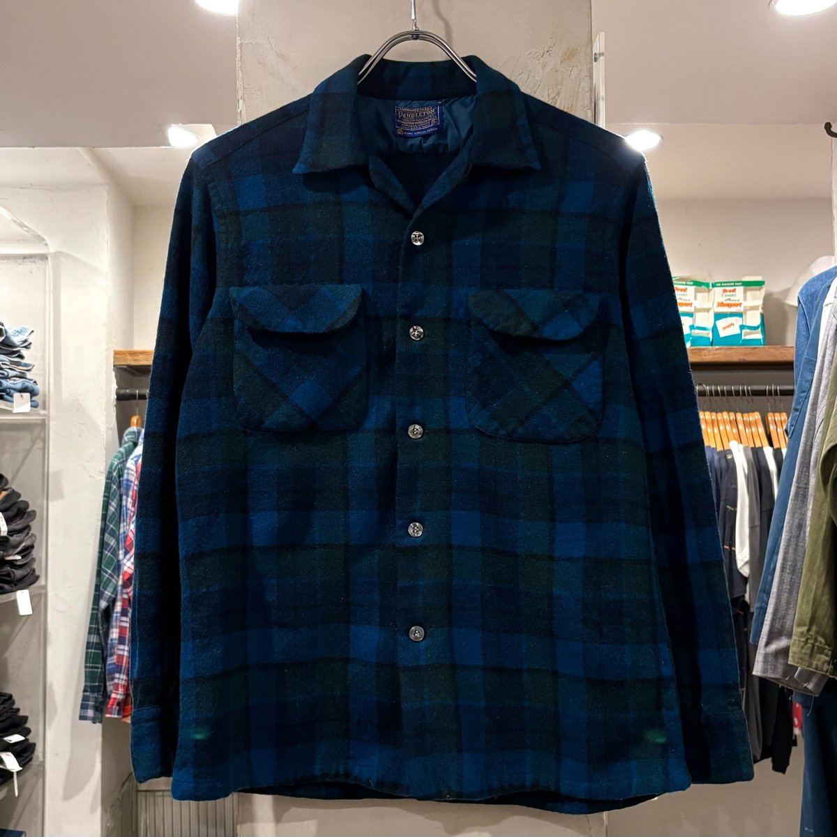 ぐっちょぶ 40's Vintage USA製 PENDLETON オンブ 60s PENDLETONペンドルトン オンブレチェック ウール オープン