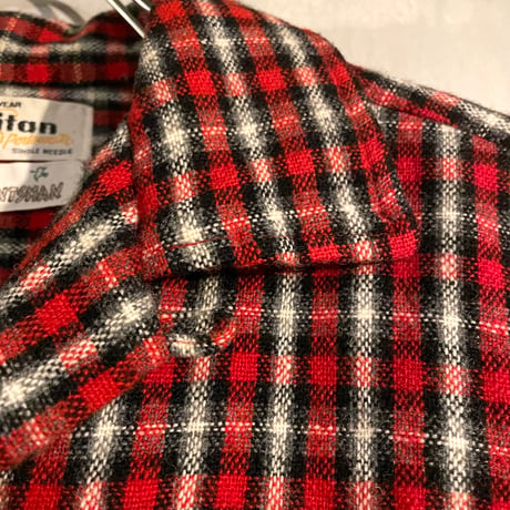 50s　puritan　L/S VINTAGE WOOL SHIRT　Size M　オープンカラーシャツ　ループ留　ボックスシルエット　ヴィンテージシャツ　(S4630)