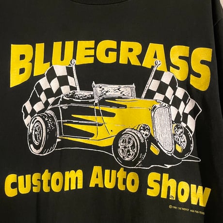 90s　FRUIT OF THE LOOM　S/S Tシャツ　USA製　Size XL　BLUEGRASS　CUSTOM AUTO SHOW　S&S TIRE FIRESTONE　(S4406)