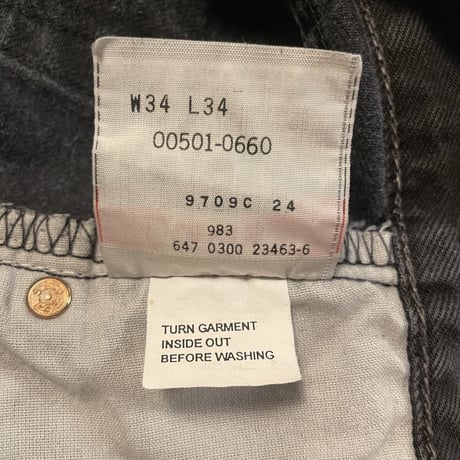 00s　Levi’s 501 0660　後染めブラックデニムパンツ　33×33　2000年　(S3463)