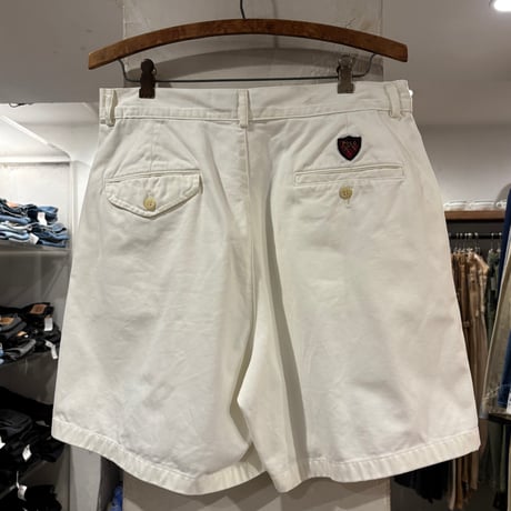 90s　Polo by Ralph Lauren　ツータックショーツ　W36　USA製　ラルフローレン　ハーフパンツ　ホワイト　(S5660)