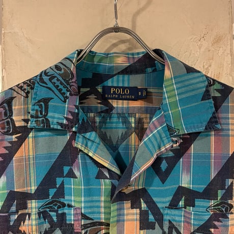 POLO RALPH LAUREN　S/S オープンカラーシャツ　ラルフローレン　Size S　半袖 ハワイアンシャツ　ネイティブ　ハイダ　(S4758)