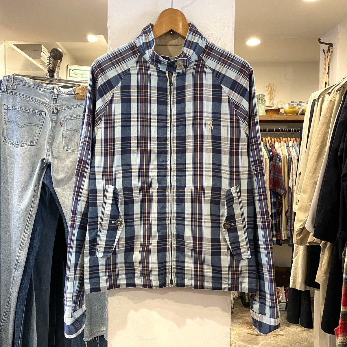POLO RALPH LAUREN スイングトップ リバーシブル ベージュxチェック柄 POLO RALPH LAUREN スイングトップ リバーシブル ベージュxチェック柄