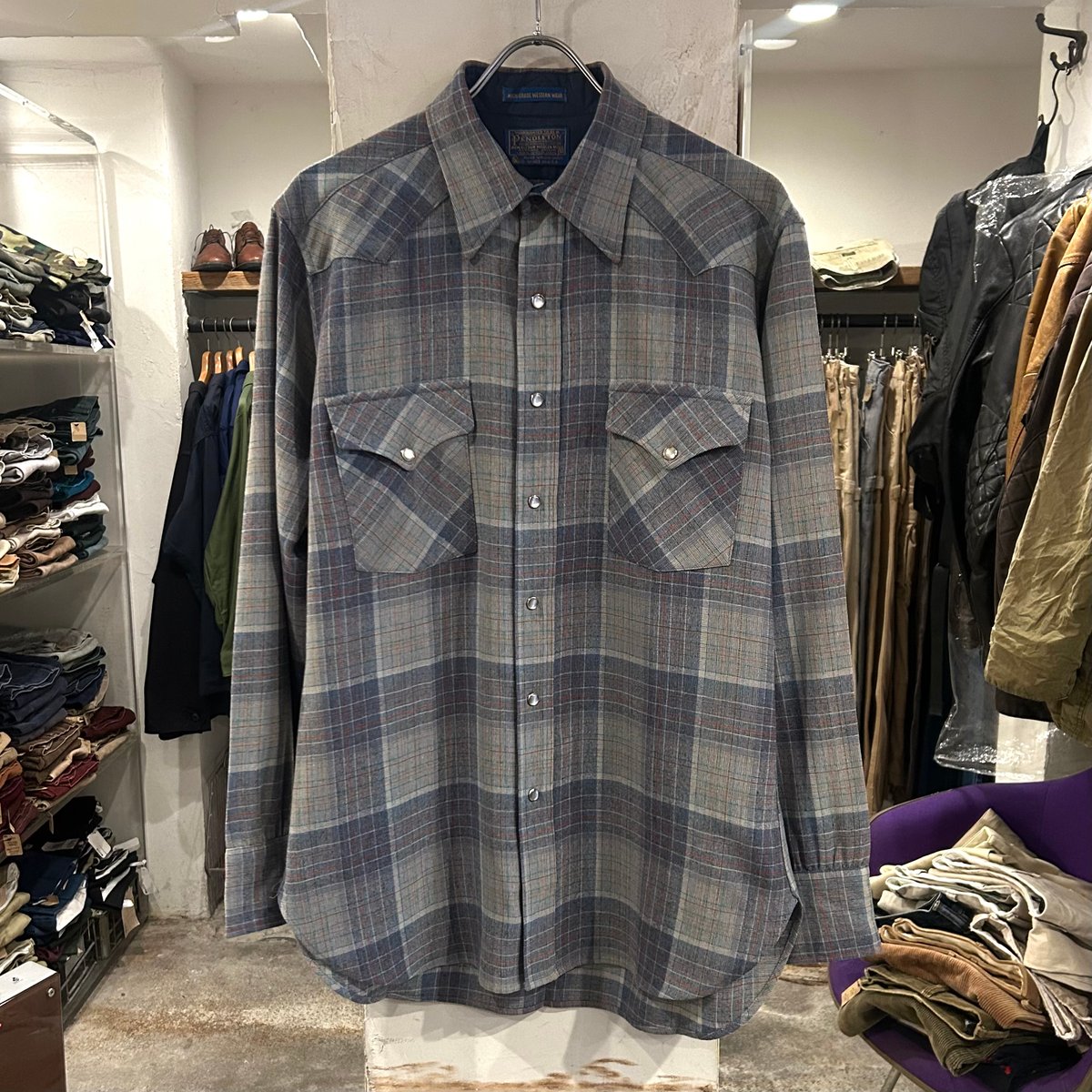 70s PENDLETON ウールチェックシャツ ペンドルトン ウエスタン