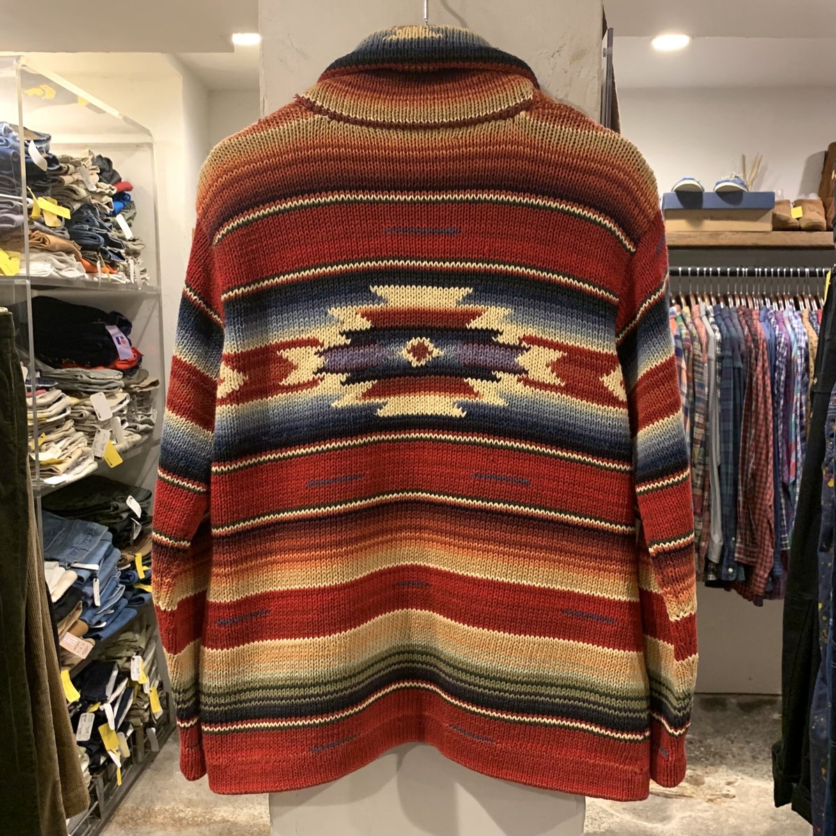 LAUREN Ralph Lauren ネイティブ柄 ショールカラーニット LAUREN Ralph Lauren ネイティブ柄 ショールカラーニット