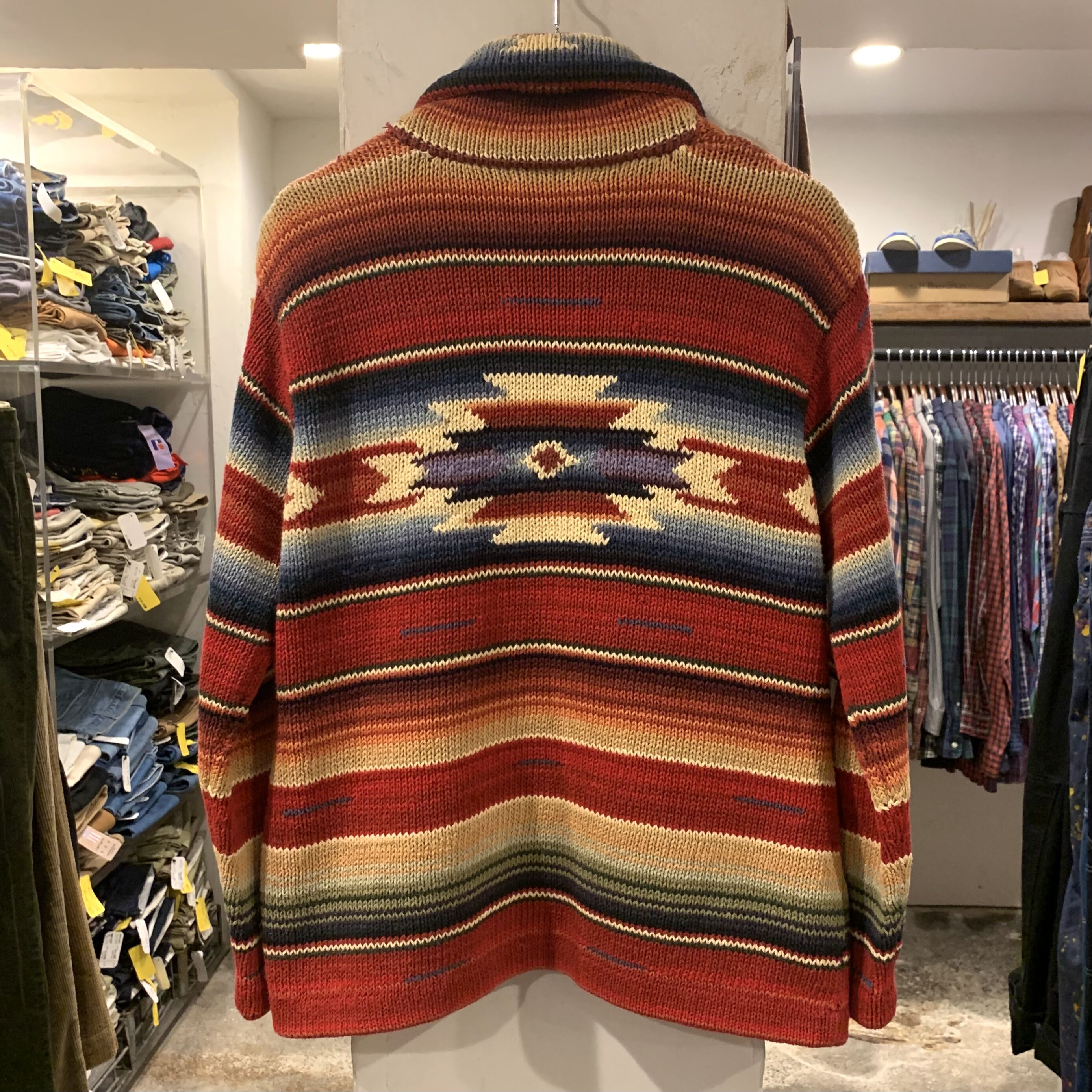 LAUREN Ralph Lauren ネイティブ柄 ショールカラーニットカーディガン