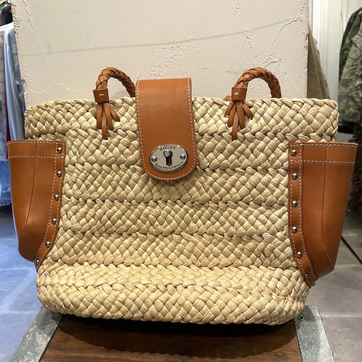 ヴィンテージ　レトロ　ラルフローレン　カゴバッグ RUGBY Ralph Lauren ハンドバッグ カゴバッグ ラルフローレン