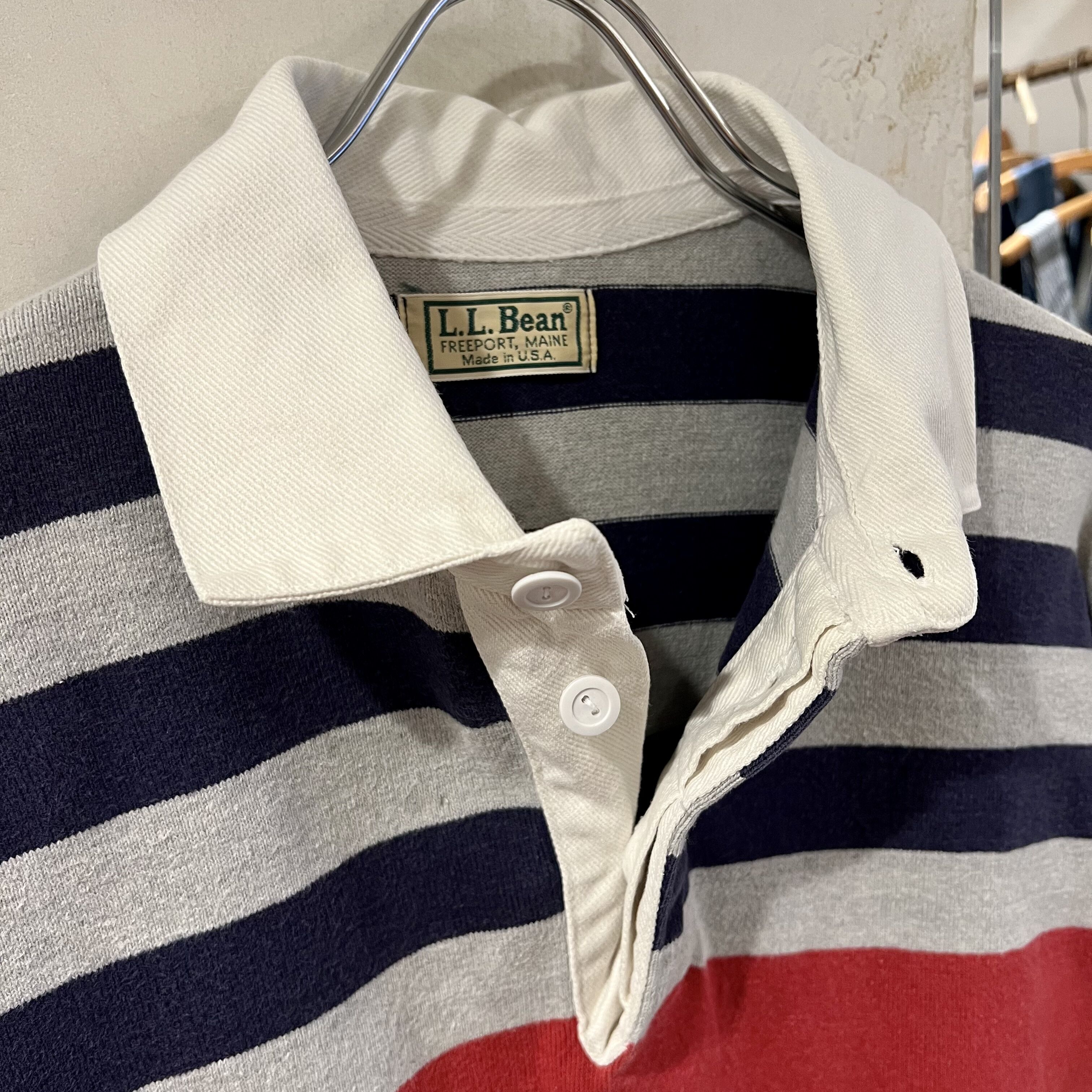 90s LLBean ラガーシャツ エルエルビーン ボーダー柄 USA製 (S3507) |