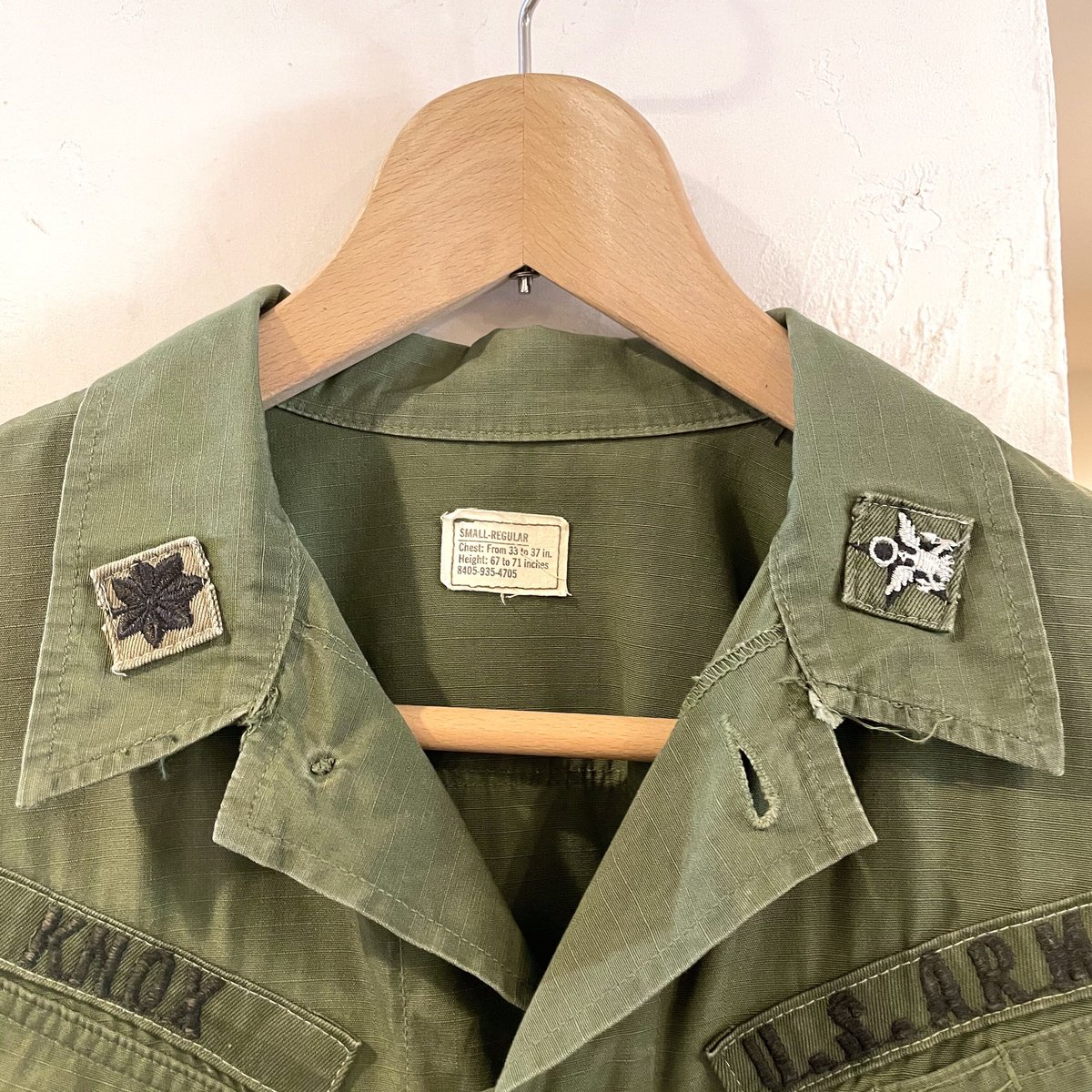 米軍　ジャングルファティーグ　リップストップ　69年製　s-s 4th 実物 米軍 ジャングルファティーグ リップストップ 69年製 s-s 4th