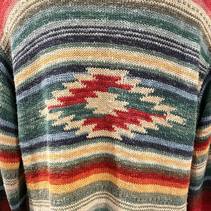 LAUREN RALPH LAUREN 90s ショールカラー ネイティブ柄 ニット LAUREN RALPH LAUREN 90s ショールカラー ネイティブ柄 ニット