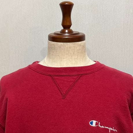 90s　Champion　L/S スウェットシャツ　USA製　Size L　ロゴ刺繡　無地　チャンピオン　(S5341)
