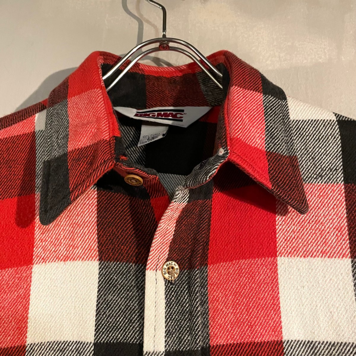 BIGMAC ビッグマック ネルシャツ 80S USA製 80s BIG MAC L/S ネルシャツ USA製 Size M コットンシャツ (S443