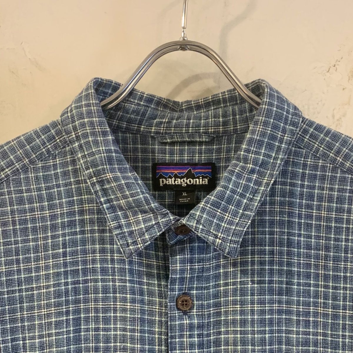 パタゴニア　チェック 半袖 シャツ patagonia パタゴニア 半袖シャツ チェック ブルー M - メルカリ