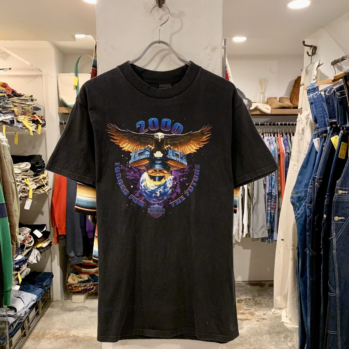 USA製 Harley-Davidson 両面 ノースリーブ Tシャツ フェード ハーレーダビッドソン ノースリーブ プリントTシャツ USA M 黒