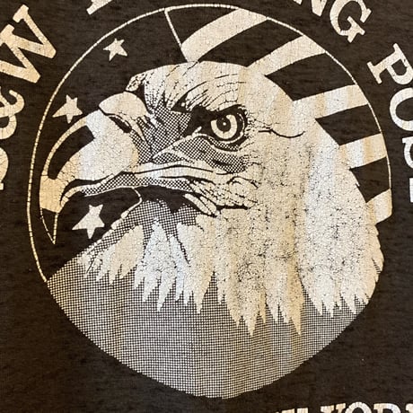 90s　Harley-Davidson　ハーレーＴ　3D EMBLEM　©︎1990　黒　S＆W TRADING POST　両面プリント　(S2519)