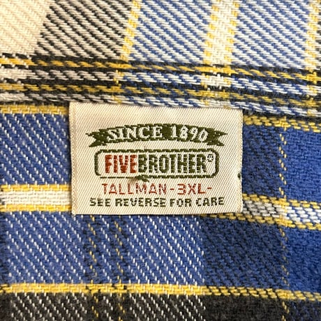 80s　FIVE BROTHER　L/S ネルシャツ　Size 3XL　コットンシャツ　ファイブブラザー　(S5712)