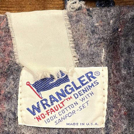 80s　Wrangler　デニムジャケット　ブランケットライナー　襟コーデュロイ　USA製　ラングラー　(S1810)