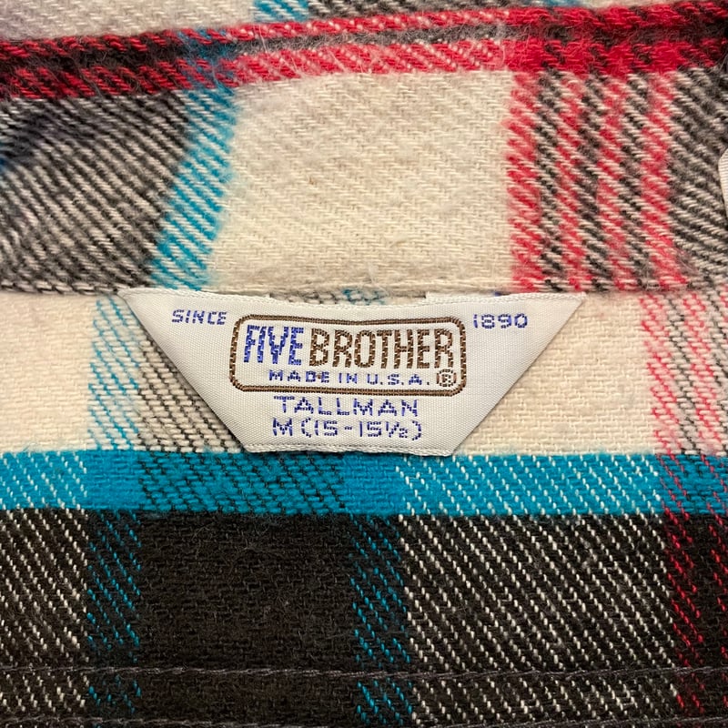70s FIVE BROTHER L/S ネルシャツ USA製 Size M ファイブブラザー