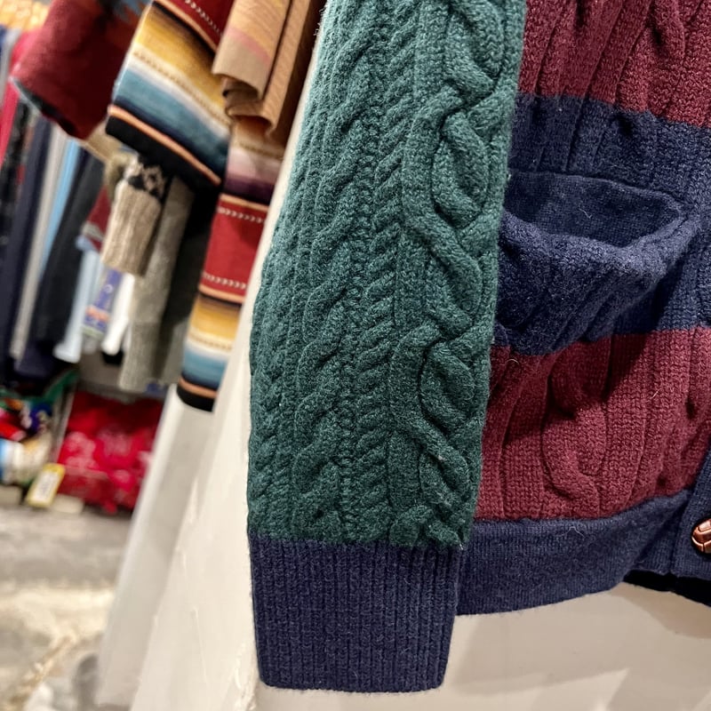 POLO RALPH LAUREN ショールカラーニットカーディガン パッチワーク