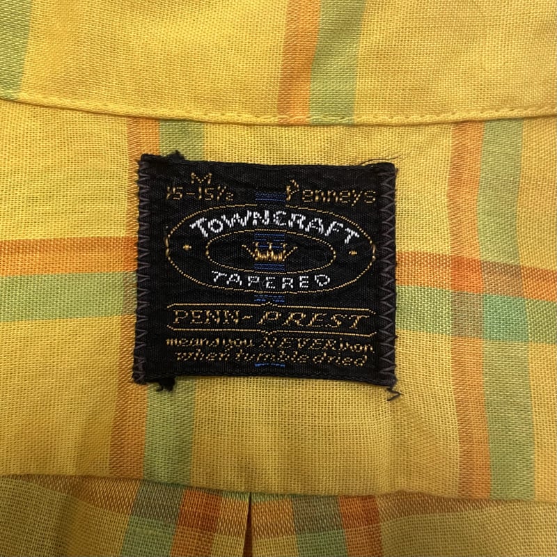 60s TOWNCRAFT S/S ボタンダウンシャツ チェック柄 USA製 Pennys (