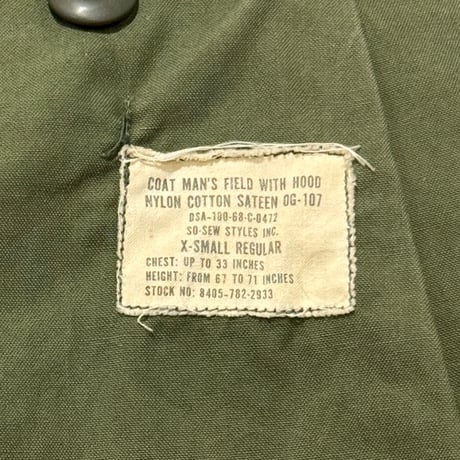 60s　US ARMY　M-65 Field Jacket　2nd Type　フィールドジャケット　XS-R　1968年　アルミジップ　ミリタリージャケット　(S5153)