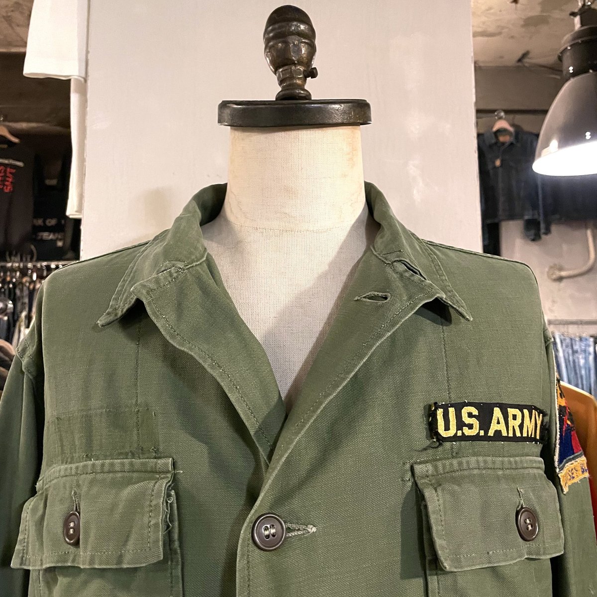 usarmy アメリカ軍　ユーティリティシャツ　1963年　筒袖　1st MILITARY 実物 USED 米軍 OG-107 コットンサテン ユーティリティ