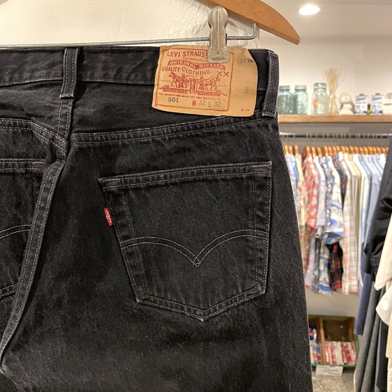 Levi's 501 90年代 後染めブラックデニム ボタン裏522 USA製 1996年 リ