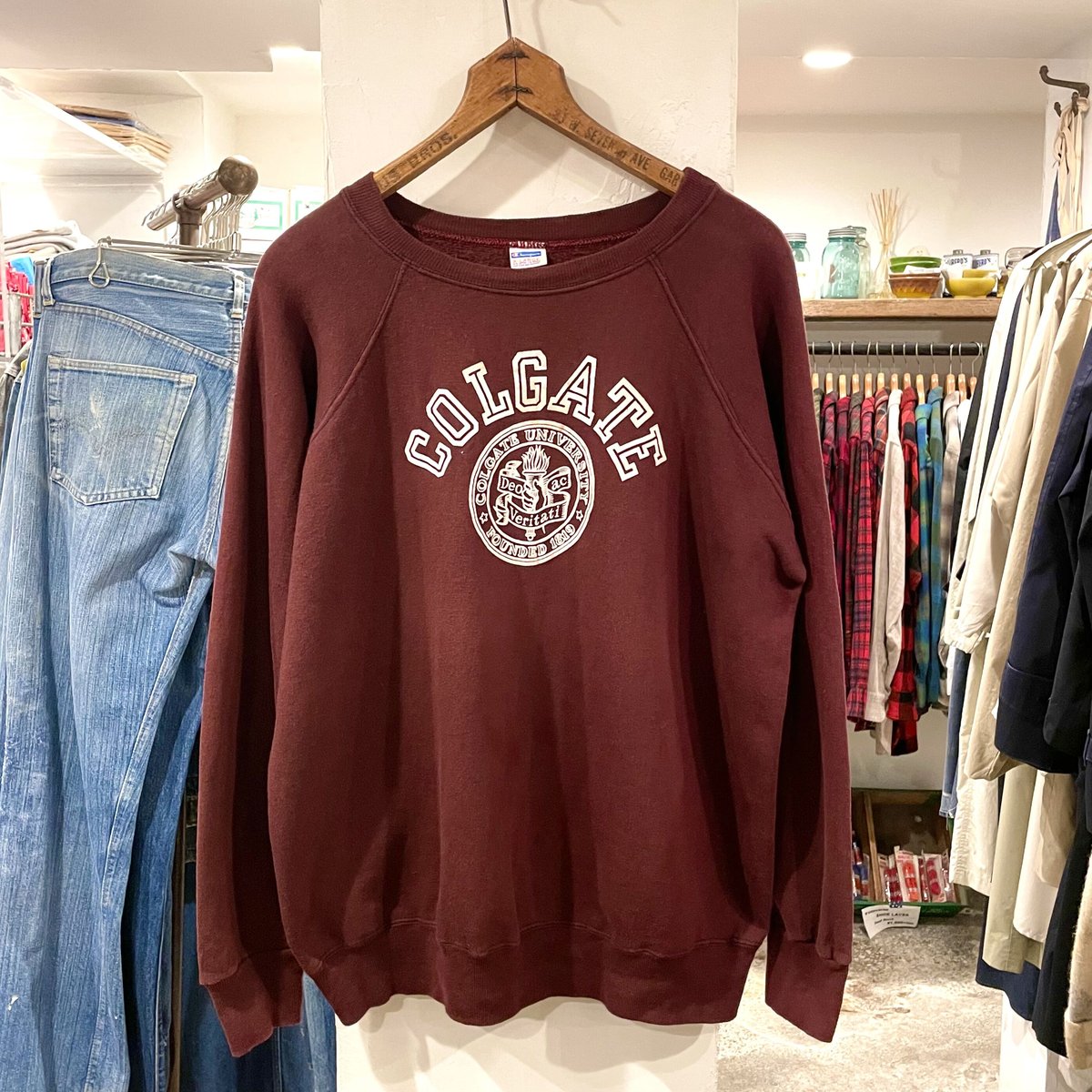 Champion Vintage Sweat 70s USA製 バータグ フロッキープリント