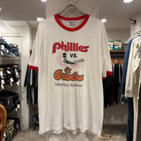 80s　Hanes　S/S リンガー Tシャツ　Phillies　Orioles　USA製　Size XL　World Series　MLB　フィリーズ　オリオールズ　1983年　(S4799)