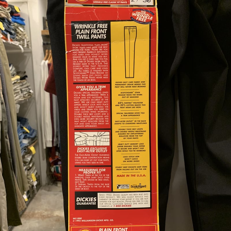 90s Dickies ワークパンツ ディッキーズ ブラック USA製 DEADSTOCK (