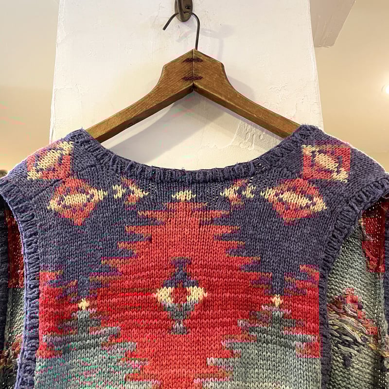 LAUREN RALPH LAUREN 90s ネイティブボーダー柄 ニットベスト LAUREN RALPH LAUREN 90s ネイティブボーダー柄 ニットベスト