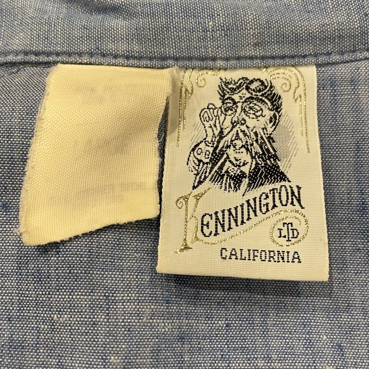 70'sビンテージ古着！アメリカ製 KENNINGTONキルトパッチシャンブレー Kennington 70s ネイティブ柄 キルトパッチ シャンブレーシャツ