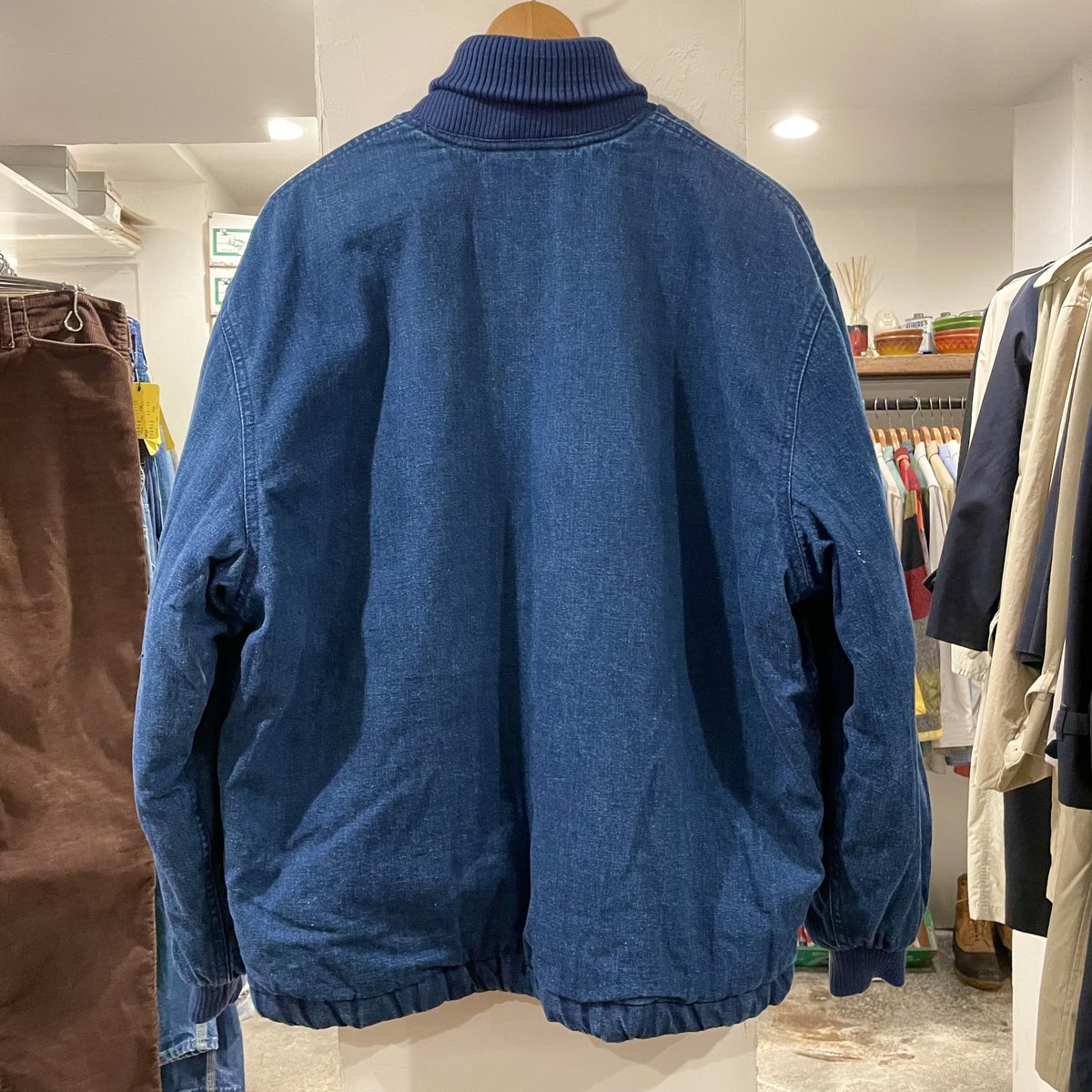 美品☆ 90s ラルフローレン キルティング デニムジャケット Ralph Lauren 中綿 キルティング 襟リブ デニムジャケット
