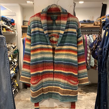 LAUREN Ralph Lauren　ネイティブ柄 ショールカラーニットガウン　ラルフローレン　P/Sサイズ　(S3586)